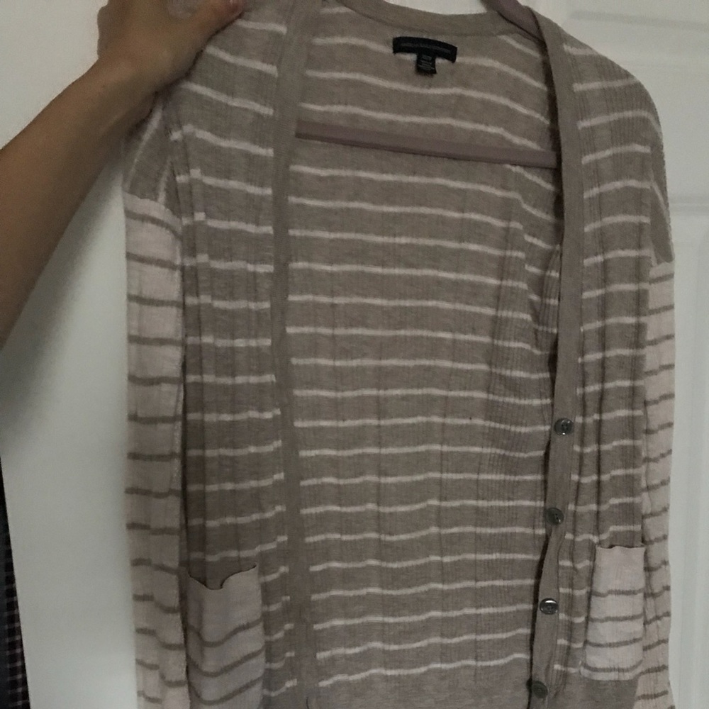 Grey Striped Cardigan